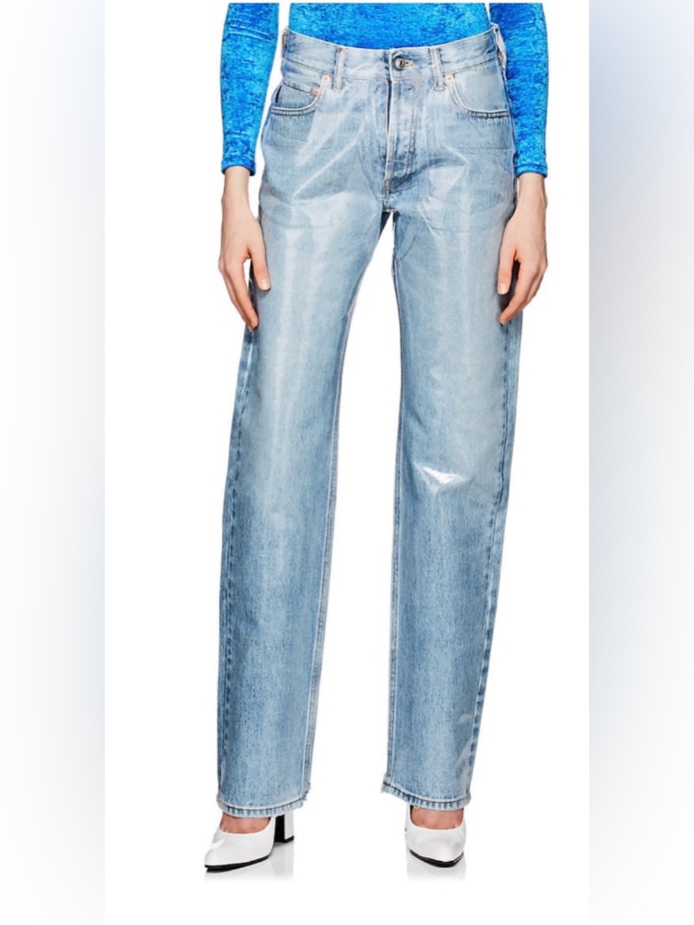 Balenciaga laminated straight leg jeans size 25